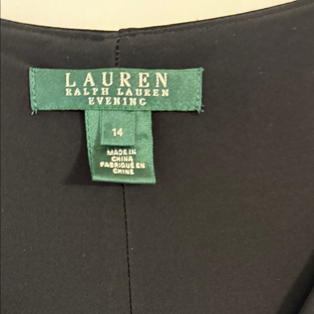 Elegant Black Long Sleeve Dress Ralph Lauren 14 - Picture 3 of 10